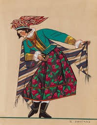 STRYJEŃSKA Zofia, KOBIETA W STROJU MAŁOPOLSKIM Z teki: Polish peasants costumes