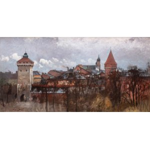 Julian Fałat (1853 Tuligłowy - 1929 Bystra), Widok Krakowa jesienią, 1897 r. (Inne tytuły „Widok Krakowa”, „Brama Floriańska”)