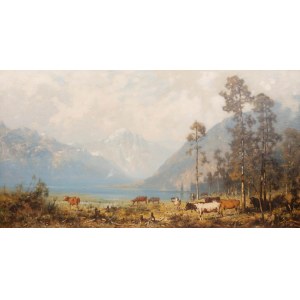 Aleksander Władysław Malecki (1836 Masłów -1900 Szydłowiec), Alpejska idylla, 1878 r.