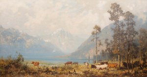 Aleksander Władysław Malecki (1836 Masłów -1900 Szydłowiec), Alpejska idylla, 1878 r.