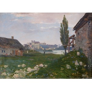 Antoni Gramatyka (1841 Kalwaria Zebrzydowska - 1922 Kraków), Widok zza Wisły. Klasztor w Tyńcu.