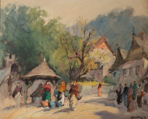 Stanisław Jan Łazorek (1938 Aksamanice-2000 Kazimierz Dolny), Kazimierz. Przy studni