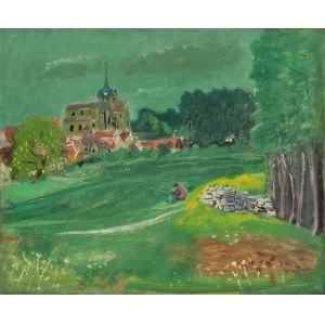 Henryk Hayden (1883 Warszawa - 1970 Paryż), Wędkarz nad rzeką, Mareuil-sur-Ourcq, 1952