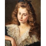 Jan Bąkowski (1872 Kraków - 1934 Kraków), Portret dziewczyny z kokardą we włosach