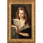 Jan Bąkowski (1872 Kraków - 1934 Kraków), Portret dziewczyny z kokardą we włosach