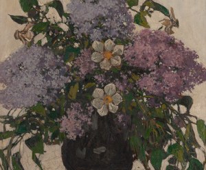 Ludwik Stasiak (1858 Bochnia - 1924 Kraków), Martwa natura z bzami i zawilcami