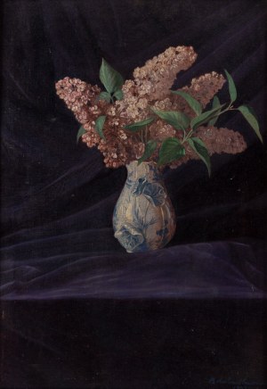 Bolesław Nawrocki (1877 Łódź - 1946 Pabianice), Bzy w wazonie, 1933