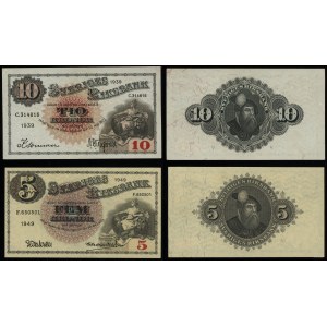 Szwecja, zestaw: 5 koron 1949 i 10 koron 1939