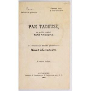 MICKIEWICZ Adam - Pan Tadeusz. 1907 - in bielorusso