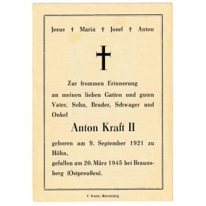 Braniewo - Braunsberg - Sterbebild 1945 (1052)