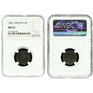 Croatia 2 Kune 1941 NGC MS 63