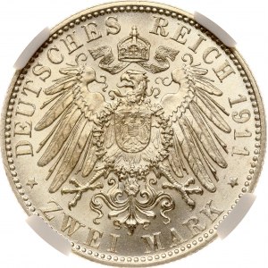Germany Bavaria 2 Mark 1911 D 90th Birthday of Prince Regent MS 62