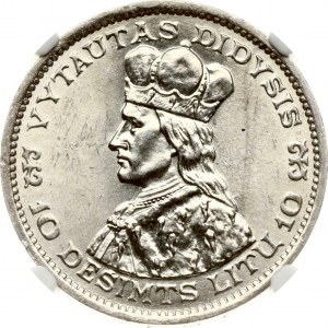 Lithuania 10 Litų 1936 Vytautas Mare variety (Kumele) NGC MS 63 RARE TYPE