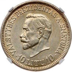 Lithuania 10 Litu 1938 Smetona NGC MS 61