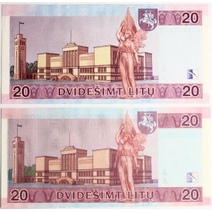 Lithuania 20 Litu 2001 & 2007 Lot of 2 pcs