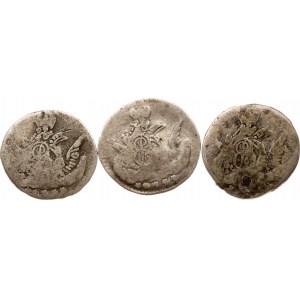 Russia 5 Kopecks 1757 СПБ & 1758 СПБ Lot of 3 coins