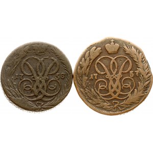 Russia Kopeck 1757 & 1758 Lot of 2 coins
