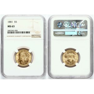 USA 5 Dollars 1881 Liberty Head NGC MS 63