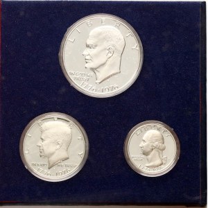 USA 1/4 Dollar - Dollar 1976 Bicentennial Silver Issue Set Lot of 3 coins