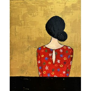 Esma Stasiak, Portret od tyłu w czerwonej sukience
