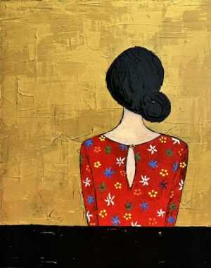 Esma Stasiak, Portret od tyłu w czerwonej sukience