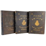 PISMO ŚWIĘTE STAREGO I NOWEGO TESTAMENTU wg. przekładu J. WUJKA 1000 ilustracji Tom I-III [komplet] PIĘKNA OPRAWA