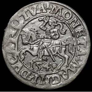 Sigismund II Augustus, Halbpfennig 1548, Wilna - Römer I, L/LITVA - selten