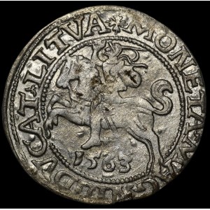 Zygmunt II August, Półgrosz 1563, Wilno - M D L/LITVA - krzyż - b. rzadki
