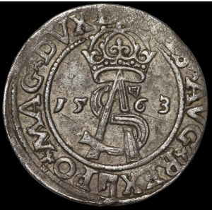 Sigismund II Augustus, Trojak 1563, Vilnius - Pogo im Schild - L/LI