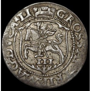 Sigismund II Augustus, Trojak 1563, Vilnius - Pogo im Schild - L/LI