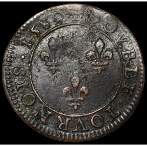Henry Valois, Double Denarius of Turin 1580 A, Paris
