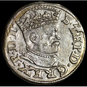 Stefan Batory, Trojak 1586, Riga - small head - squares