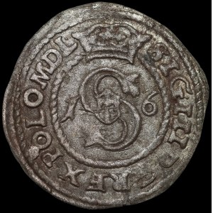 Sigismund III Vasa, Shelrog 1600, Poznań - P over the Lewart coat of arms - piercing - very rare.