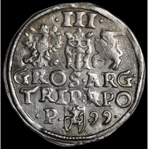 Sigismond III Vasa, Trojak 1599, Poznań - estampillé - très rare