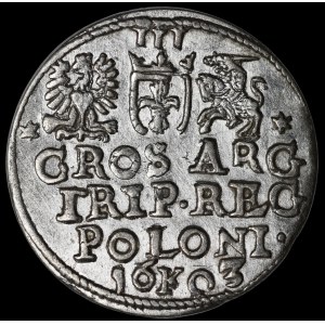 Sigismund III Vasa, Trojak 1603, Krakow - b. nice