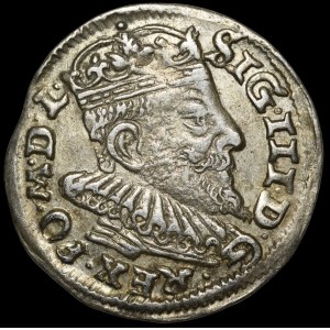 Sigismund III Vasa, Trojak 1593, Vilnius - Chalecki with rosettes on the sides - pierced - very rare.
