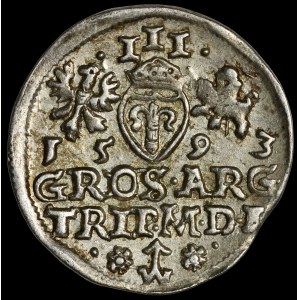 Sigismund III Vasa, Trojak 1593, Vilnius - Chalecki with rosettes on the sides - pierced - very rare.