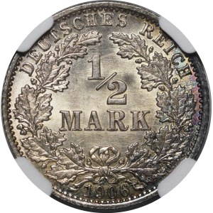 Niemcy, Wilhelm II, 1/2 Marki 1906, Berlin