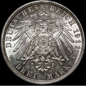 Deutschland, Bayern, Luitpold, 3 Mark 1911 D