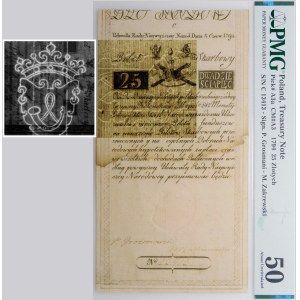 25 zlatých 1794 - ser. C - HERBAL filigrán - KRÁSNY
