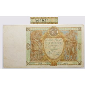 50 złotych 1929 - ser. EB. - wysoki numer 9999...