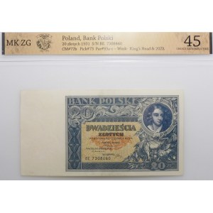 20 złotych 1931 - ser. BE. - rzadka odmiana