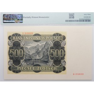 500 złotych 1940 ser. B 20..... - nieukończony druk