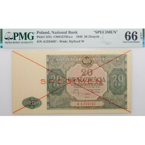 20 złotych 1946 - ser. A - SPECIMEN