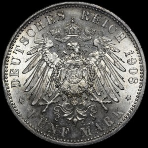 Germany, Bavaria, Otto, 5 Marks 1908 D, Munich