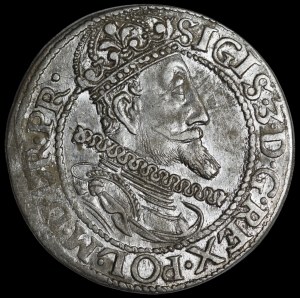 Sigismund III Vasa, Ort 1615, Gdańsk—narrow collar, dot above the bear's paw