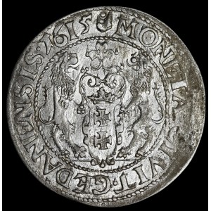 Sigismund III Vasa, Ort 1615, Gdańsk—narrow collar, dot above the bear's paw