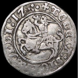 Zygmunt I Stary, Półgrosz 1512, Wilno - przebitka MA/GG/ANI - b. rzadki