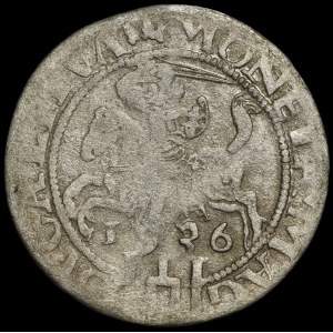 Zygmunt I Stary, Grosz 1536, Wilno - odwrócona litera F - LITVA/LITVA - b. rzadki