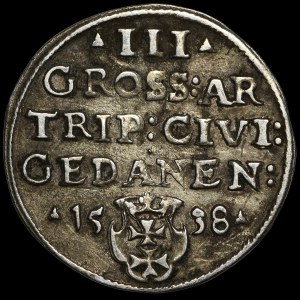 Sigismund I the Old, Trojak 1538, Gdańsk - variant
